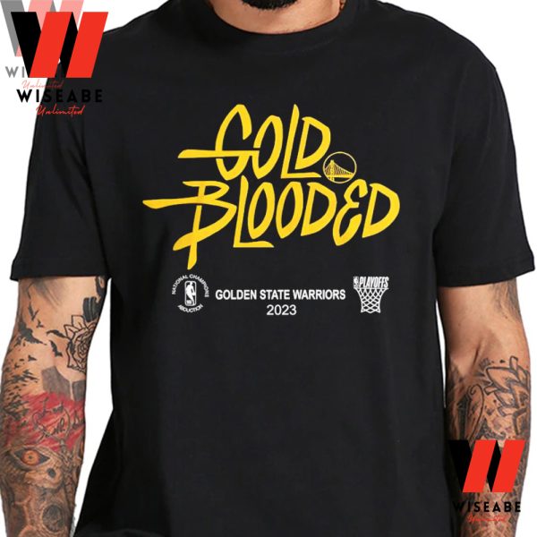 Cheap Basketball NBA Finals 2023 Gold Blooded Warriors Shirt