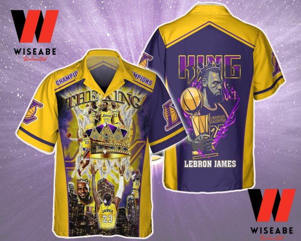 Cheap NBA Basketball Lebron James The King Los Angeles Lakers Hawaiian Shirt