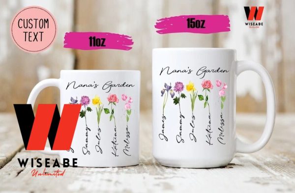 Custom Kids Name Mama Garden Birth Flowers Mom Coffee Mug, Personalized Mom Mug, Mothers Day Gifts