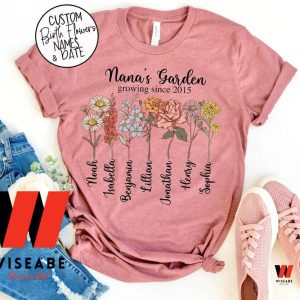 Custom Mothers Garden Birth Flowers T Shirt, Personalized Mothers Day Shirt, Mother's Day Gifts From Daughter