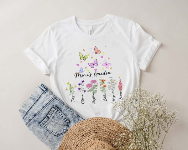 Custom Kid’s Name Mimi’s Garden Mother T Shirt, Personalized Mom Shirts, Personalized Mothers Day