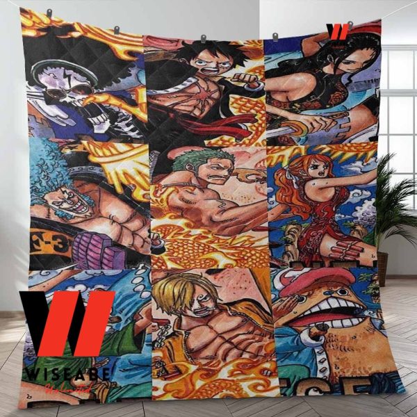 Cheap Straw Hat Pirates Members One Piece Fleece Blanket, One Piece Anime Gifts For Him