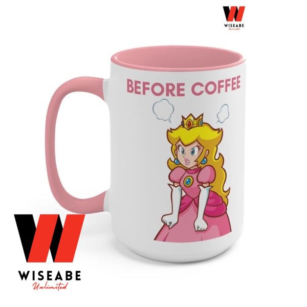 Funny Princess Peach Before Coffee Super Mario Coffee Mug, Nintendo Coffee Mug