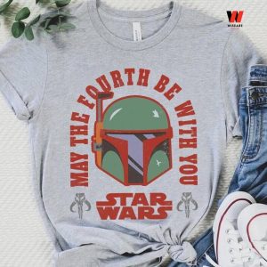 Cheap Boba Fett Helmet May The 4th Be With You T Shirt, Star Wars Father’s Day Gifts