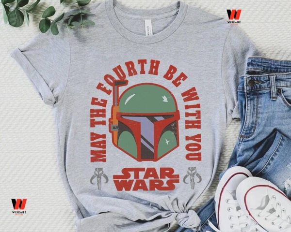 Cheap Boba Fett Helmet May The 4th Be With You T Shirt, Star Wars Father’s Day Gifts
