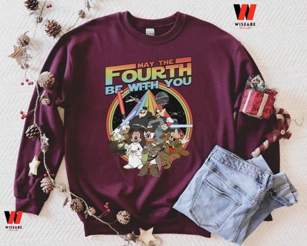 Vintage Disney Mickey Mouse And Friend Star Wars May The Fourth Be With You T Shirt, Star Wars Father’s Day Gifts