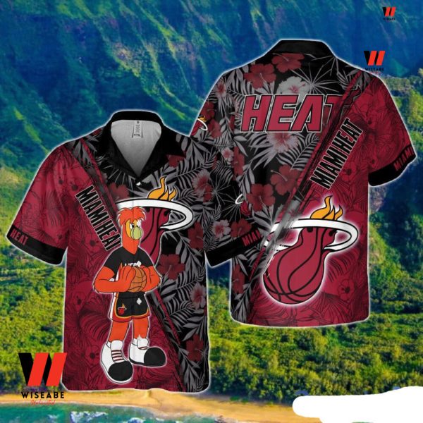 Cheap Red Burnie Mascot Pattern NBA Basketball Miami Heat Hawaiian Shirt