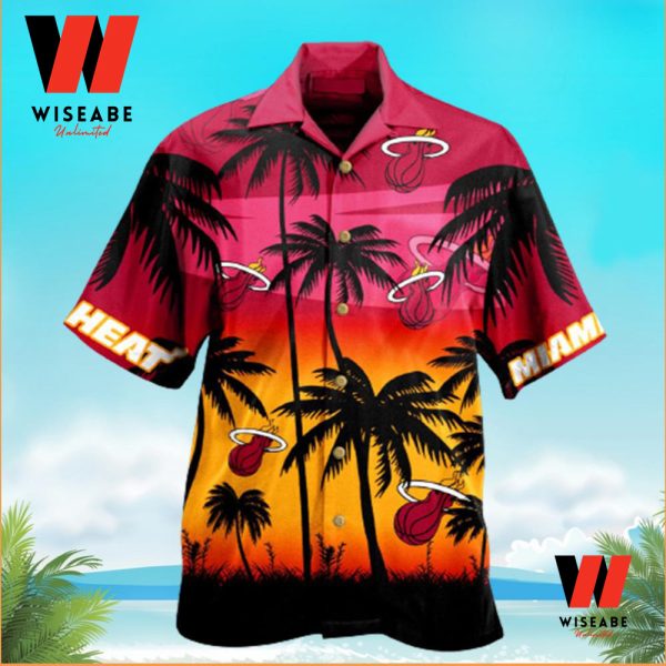 Cheap Sunset On Beach Pattern NBA Basketball Miami Heat Hawaiian Shirt, Miami Heat Shirt Mens