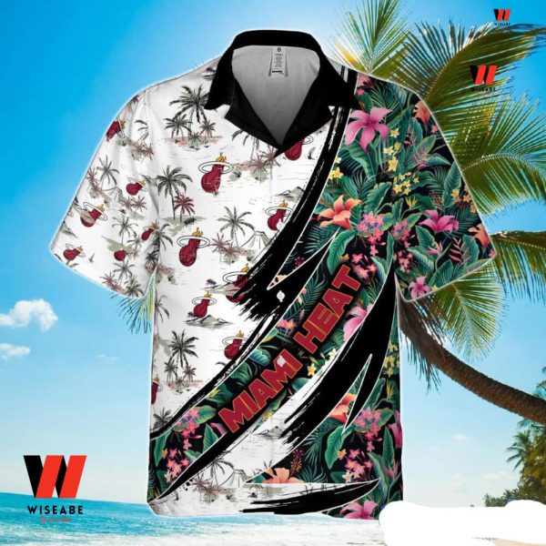 Cheap Tropical Flowers Pattern NBA Basketball Miami Heat Hawaiian Shirt